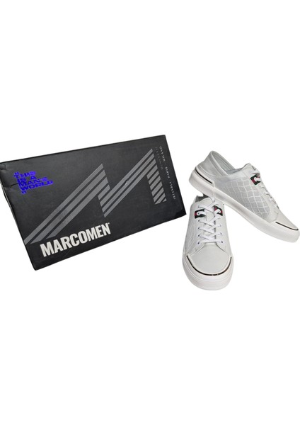 Milano Beyaz Deri Fileli Erkek Sneaker