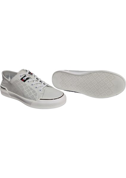 Milano Beyaz Deri Fileli Erkek Sneaker