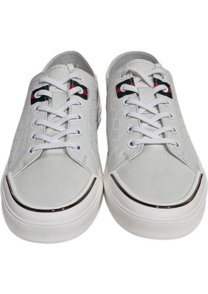 Milano Beyaz Deri Fileli Erkek Sneaker