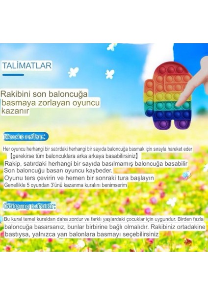 Pop It - Among Us Gökkuşağı Renk Duyusal Oyuncak Zihinsel Gelişim Popit