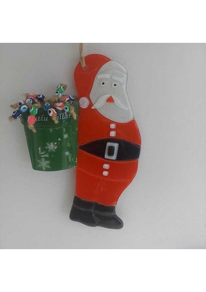 Noel Baba Nazar Cam Kırmızı Minyatür Dekorasyon Duvar Tipi 1 Adet