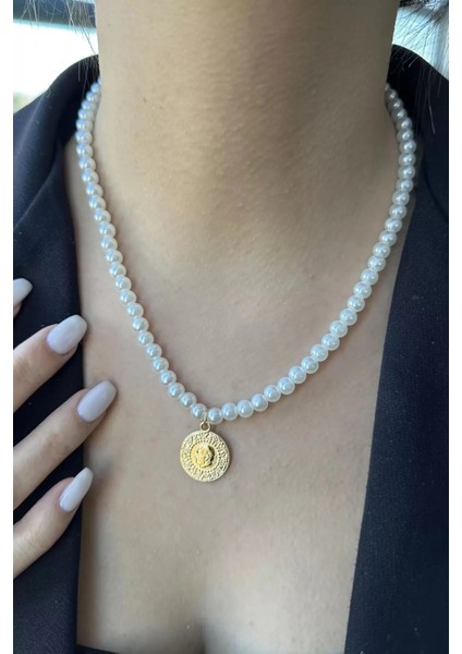 Biryıldızol Çeyrek Altın Figürlü Inci Kadın Kolye fiyatları