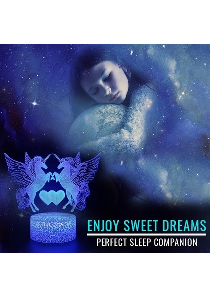 Çocuklar Için Tek Boynuzlu Gece Lambası, 3D Işık 7 Renk Cha (Yurt Dışından) modelleri