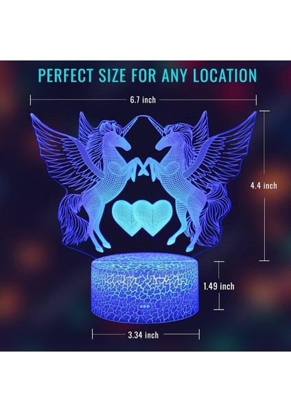 Çocuklar Için Tek Boynuzlu Gece Lambası, 3D Işık 7 Renk Cha (Yurt Dışından) fırsatları