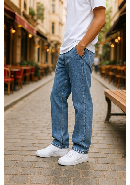 Baggy Mavi Renk Rahat Kesim Erkek Jeans Pantolon fiyatları
