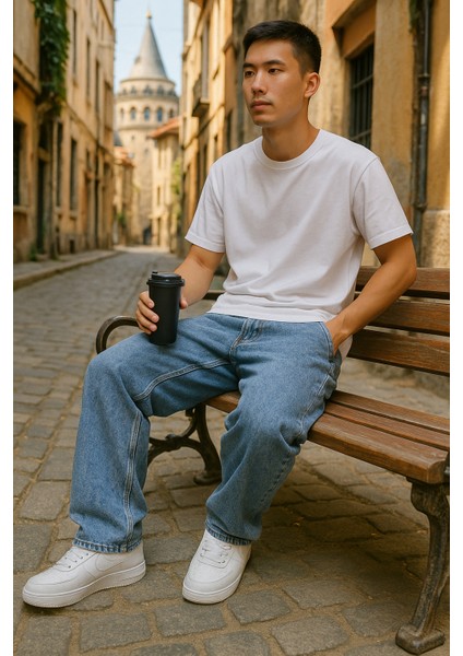 Baggy Mavi Renk Rahat Kesim Erkek Jeans Pantolon modelleri