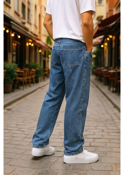 Baggy Mavi Renk Rahat Kesim Erkek Jeans Pantolon fırsatları