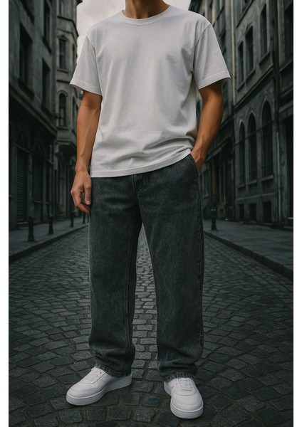 Baggy Siyah Renk Rahat Kesim Erkek Jeans Pantolon modelleri