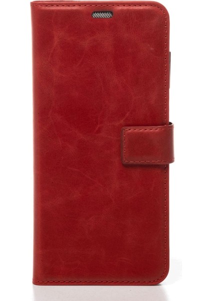 Kırmızı Infinix Hot 30I Hakiki Deri Cüzdan Kılıf Kapaklı Mıknatıslı Kartlık Bölmeli Cüzdanlı Stand Özellikli