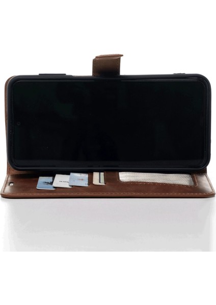 Taba Samsung Galaxy S22 Plus Hakiki Deri Cüzdan Kılıf Kapaklı Mıknatıslı Kartlık Bölmeli Cüzdanlı Stand Özellikli
