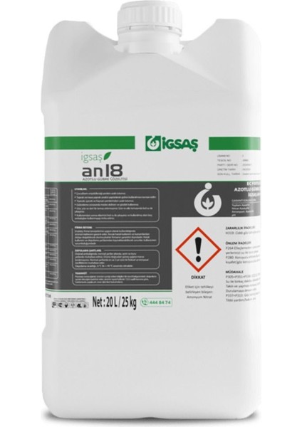 Igsaş AN18 - 20 Litre Ec Fertilizer Azotlu Gübre Çözeltisi