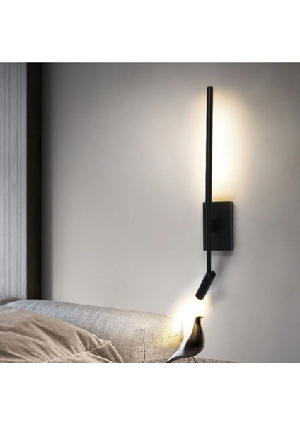 Ekim Aydınlatma 6+3 Watt, Döner Direk, Oynar Başlıklı Modern Yatakbaşı Armatür, LED Duvar Aplik,