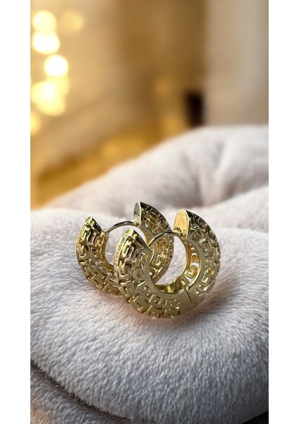 Stella Zirkon Taşlı Gold Renk Çelik Küpe