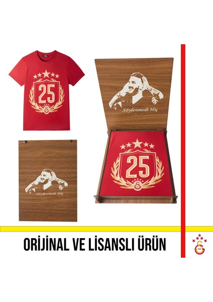 Lisanslı 2025 Şampiyonluk Kırmızı Özel Yetişkin T-Shirt Icardi Ahşap Kutulu