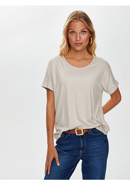 Yuvarlak Yaka Düşük Kollu T-Shirt S25TSH003