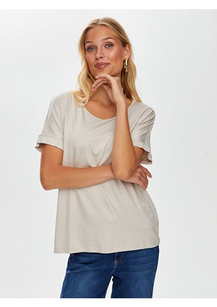 Yuvarlak Yaka Düşük Kollu T-Shirt S25TSH003