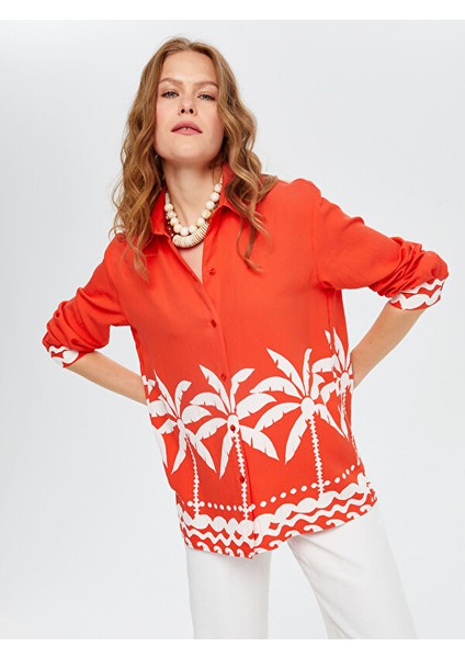 Resort Eteği Palmiye Desenli Monochrome Tunik S25TNK020