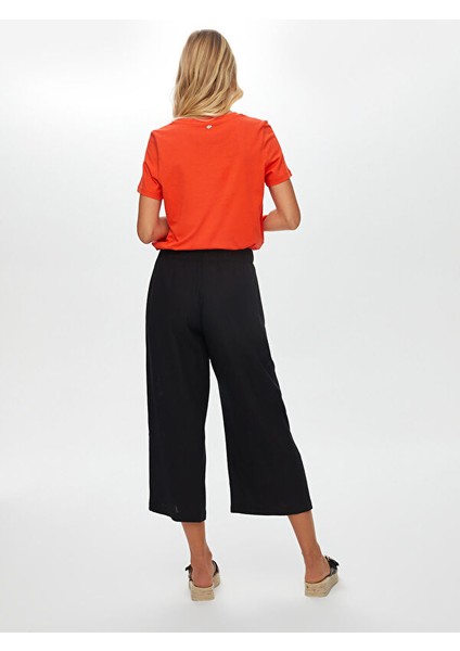 Resort Delik Işi Nakış Detaylı Viskon Keten Wide Leg Fit Pantolon S25PNT046