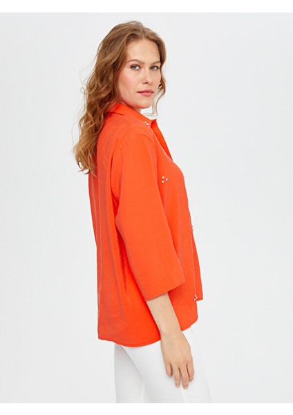 Yarım Patlı Taş Detaylı 3/4 Kol Modallı Bluz S25BLZ013 modelleri