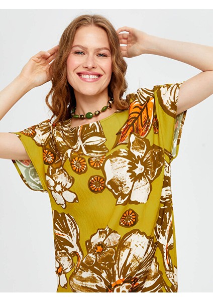 Eteği Sulu Çiçek Desen Torba Elbise S25ELB015 fırsatları