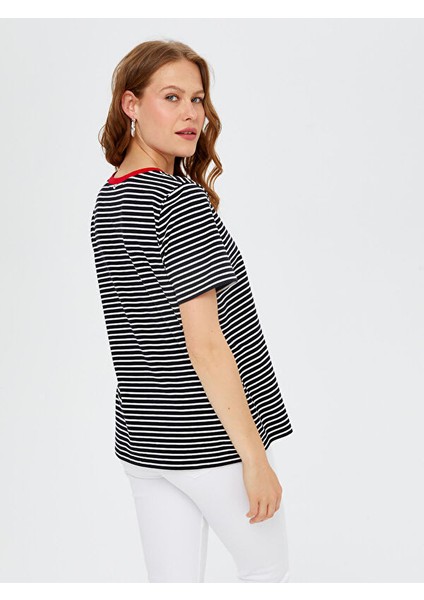 Resort Boncuk Nakış Detaylı Kontrast Ribanalı Çizgili T-Shirt S25TSH114 indirimleri
