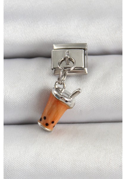 316L Çelik Gümüş Renk Bubble Tea Model Nomination Charm