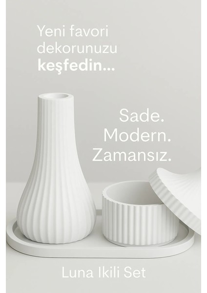 Luna Ikili Dekoratif Obje Seti – Modern & Minimal Stil