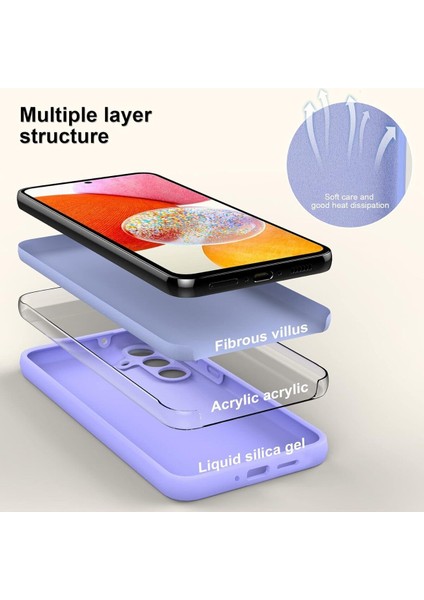 Samsung Galaxy A14 Kılıf Kamera Korumalı Lansman Kadife Iç Yüzeyli (Şık Tasarım) Silikon Kapak