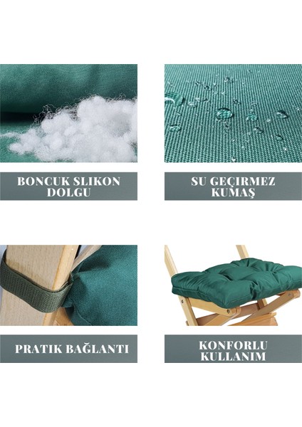 Su Geçirmez Puf Sandalye Minderi, Dış Ortama Uygun Minder (Haki) modelleri