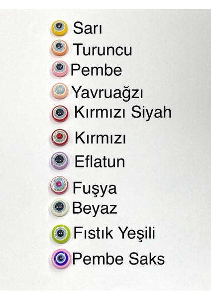 Bebek Düğmesi / Nazar Boncuğu Model 2 / 10 Adet /