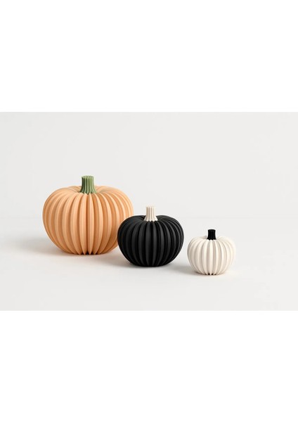 Ripple Pumpkin - 3 Lü Dekoratif Bal Kabağı Seti - Dilediğiniz Renk Seçeneği ile