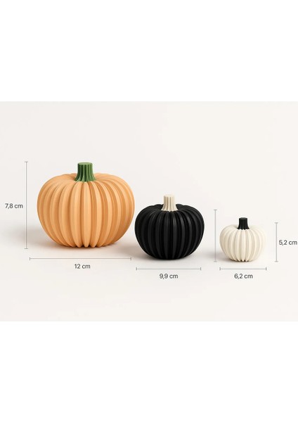 Ripple Pumpkin - 3 Lü Dekoratif Bal Kabağı Seti - Dilediğiniz Renk Seçeneği ile