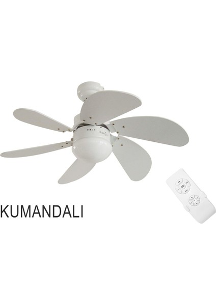 Kumandalı 6 Mdf Kanat Lambalı Tavan Vantilatörü Beyaz modelleri
