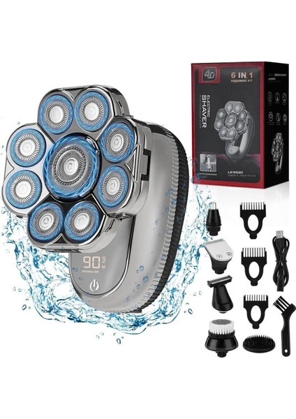 9d Kel Erkekler Için - 6'sı 1 Arada Elektrikli Baş Tıraş Makinesi