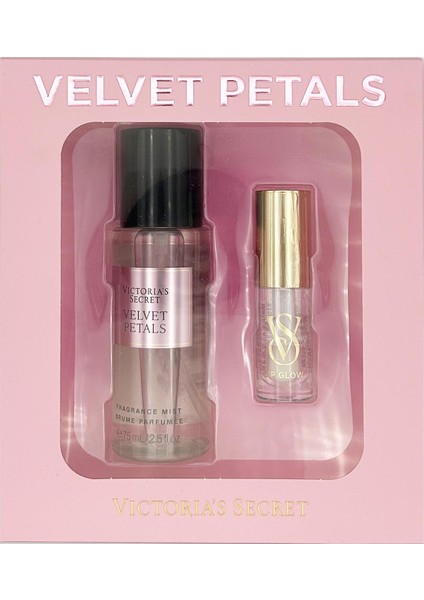 Velvet Petals Mini Vücut Spreyi ve Clear Parlatıcı Dudak Yağı Set