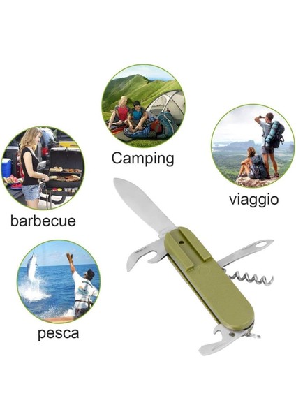Taşınabilir Paslanmaz Çelik Kamp Seyahat Çatal Bıçak Takımı 7 Si 1 Arada Katlanabilir çıkarılabilir Kamp Çatal Bıçak Kaşık Takımı modelleri