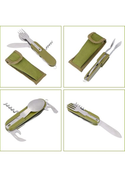 Taşınabilir Paslanmaz Çelik Kamp Seyahat Çatal Bıçak Takımı 7 Si 1 Arada Katlanabilir çıkarılabilir Kamp Çatal Bıçak Kaşık Takımı indirimleri