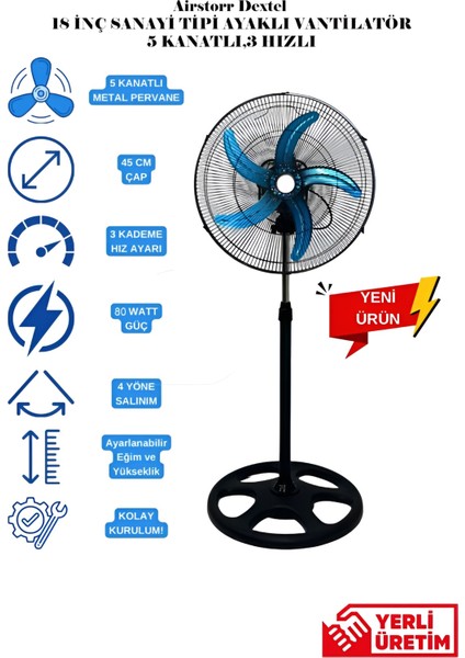 Vantilatör Venüs 18" Sanayi Salınım Fan - 80W Güc 150CM Uzunluk