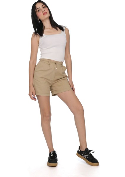 Slim Fit Duble Paça Gabardin Şort %100 Pamuk fırsatları