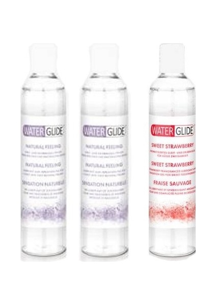 Natural Feeling Lubricant 400 ml Doğal His 2 Ad + Sweet Strawberry Lubricant 400 ml Çilek Aromalı 1 Ad