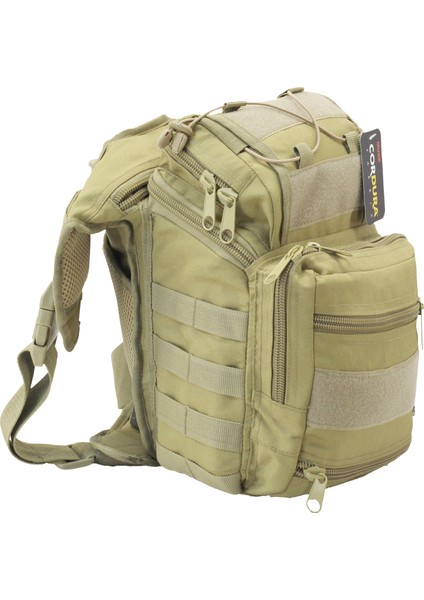 Outdoor Cordura Kumaş Çok Bölmeli Çapraz Yan Çanta Bej