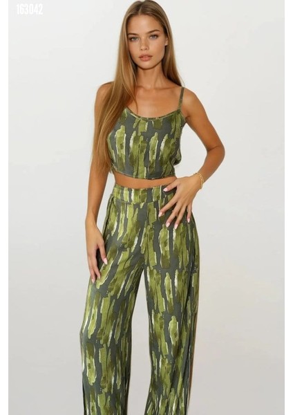 Kadın Dokuma Viskon Yırtmaç Detaylı Takım-Son Görsel Hediyemizdir.