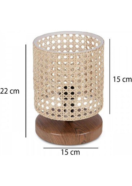 Rattan Serisi Ahşap Tabanlı Mini Hazeran Abajur fırsatları