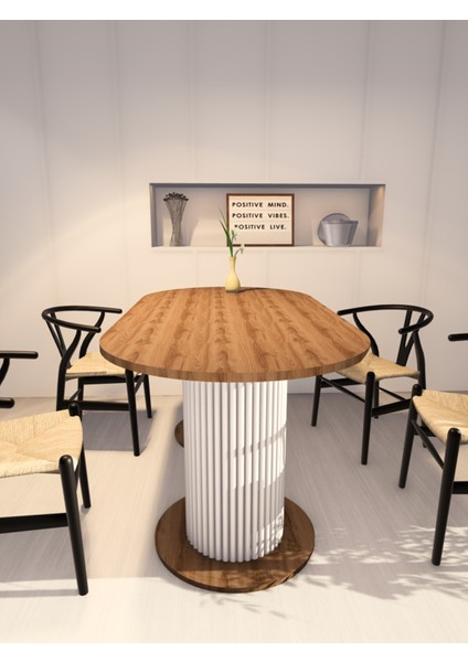Özel Tasarım Oval Dekoratif Ahşap Ayaklı 6 Kişilik Yemek Masası Mutfak Masası modelleri