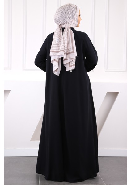 Lacivert Kol Lastikli Fermuarlı Ferace modelleri