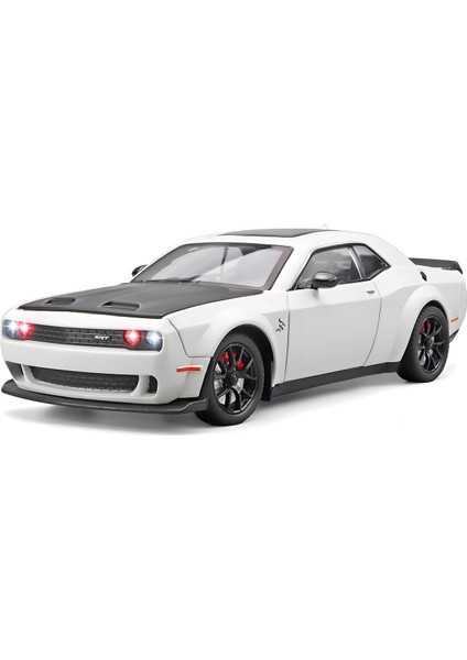 Dodge Challenger Srt Hellcat 1:24 Diecast Metal Araba Koleksiyon Sesli Işıklı Beyaz fiyatları