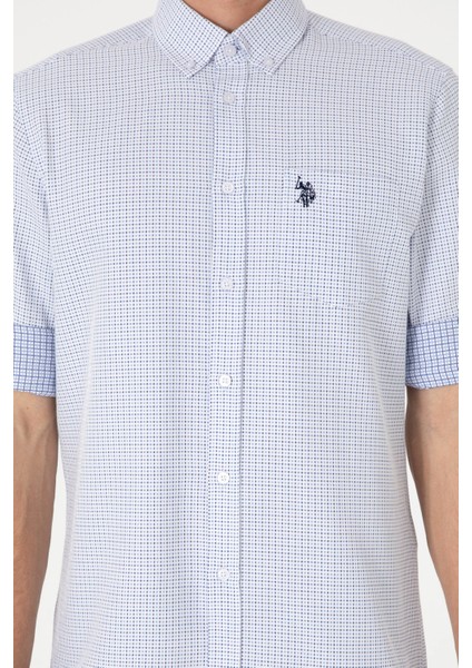 Erkek Mavi Gömlek Desenli 50306363-VR036