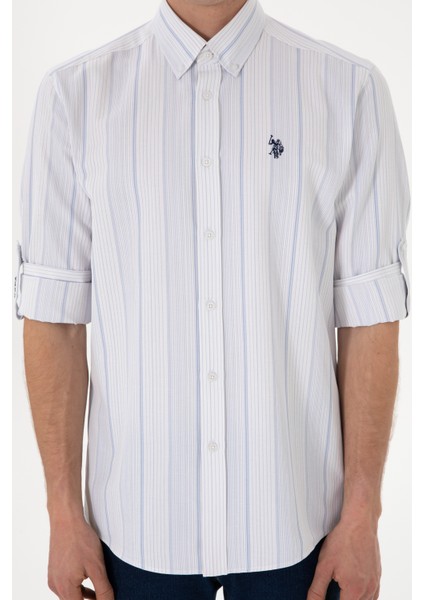 Erkek Mavi Gömlek Desenli 50306352-VR036