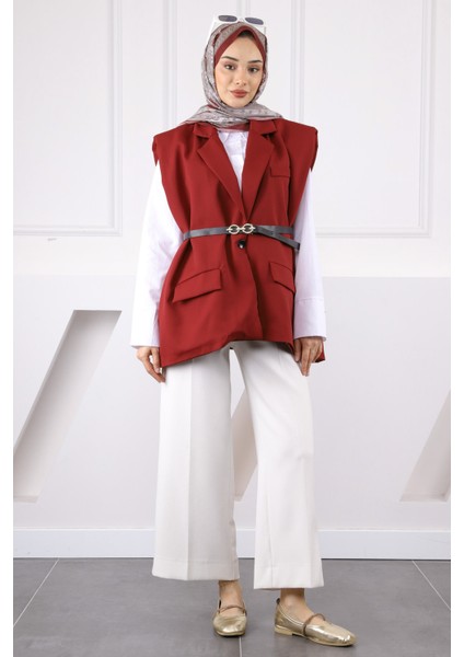 Bordo Bel Kemerli Yelek