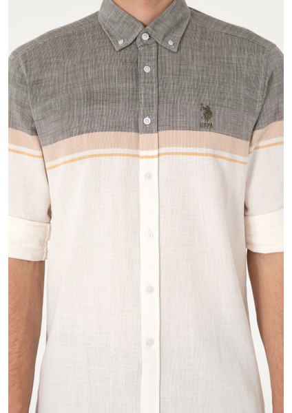 Erkek Haki Gömlek Desenli 50306336-VR027